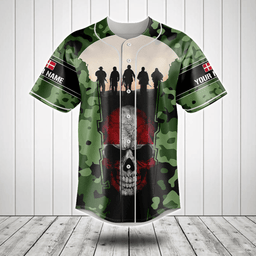 Customize Denmark 3D Skull Flag Camouflage Baseball Jersey Shirt