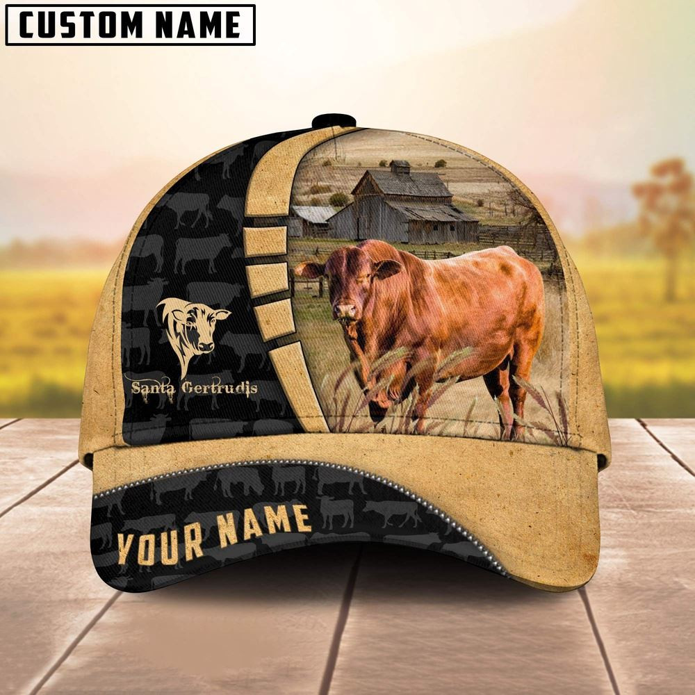 Custom Name Santa Gertrudis Cattle 3D Cap Farm Cap Farmer Baseball Cap ...