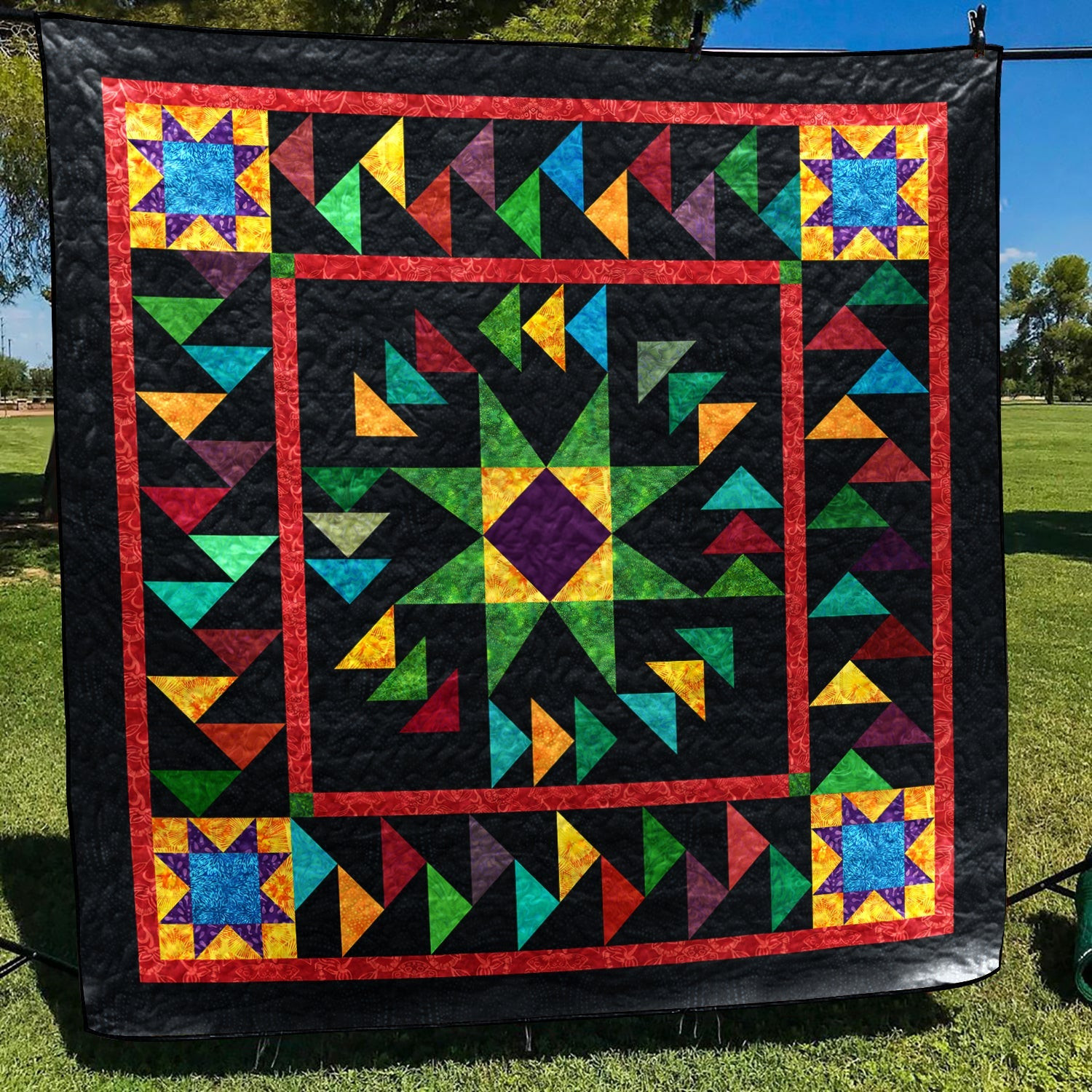 Flying Geese Colorful Quilt Blanket HN300603M