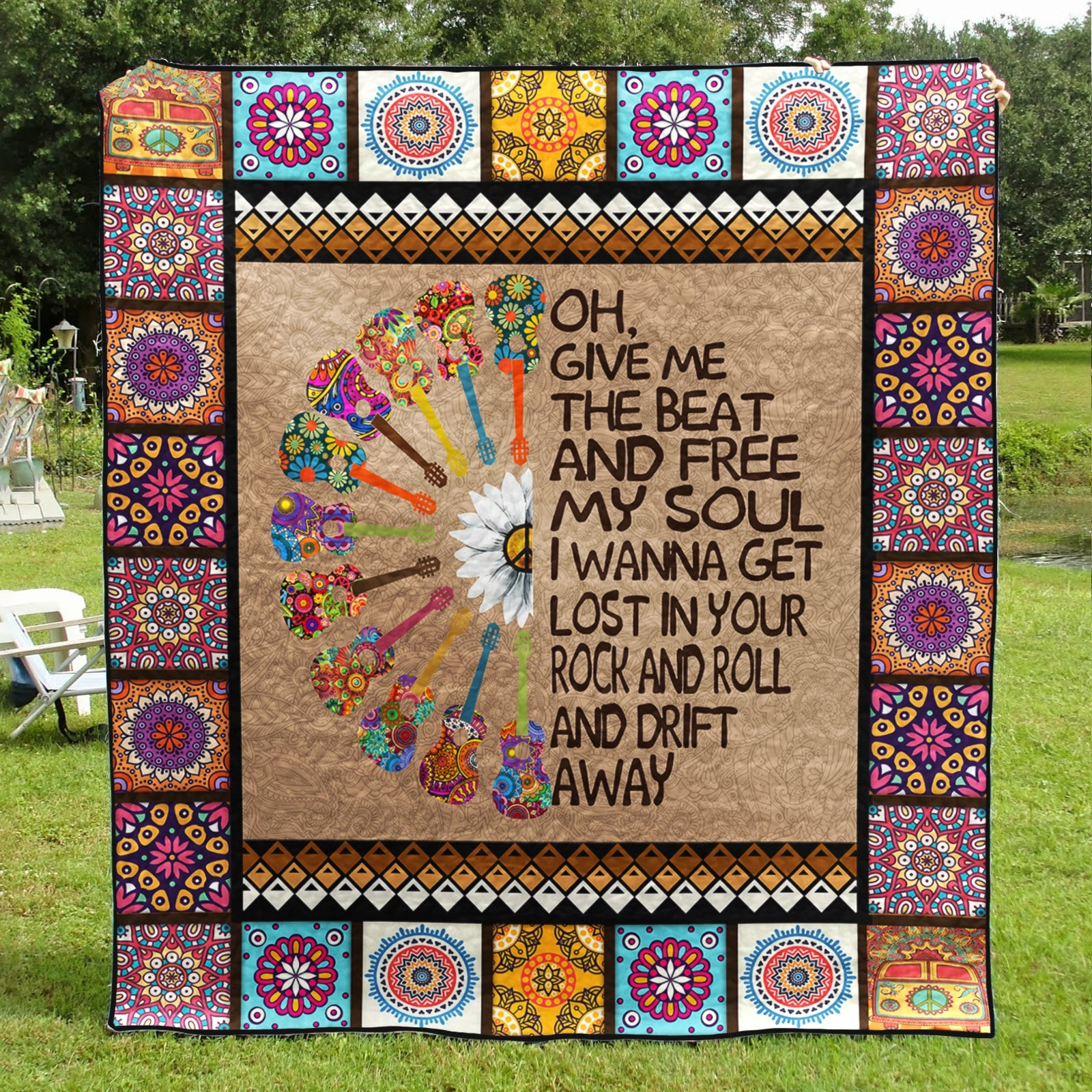 Guitar Hippie Soul Quilt Blanket TL220601Y