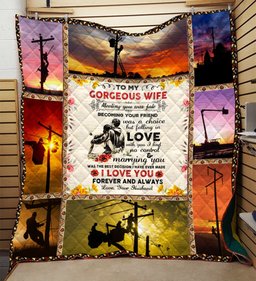 Lineman To My Gorgeous Wife 3d CLH0511447Q Quilt Blanket