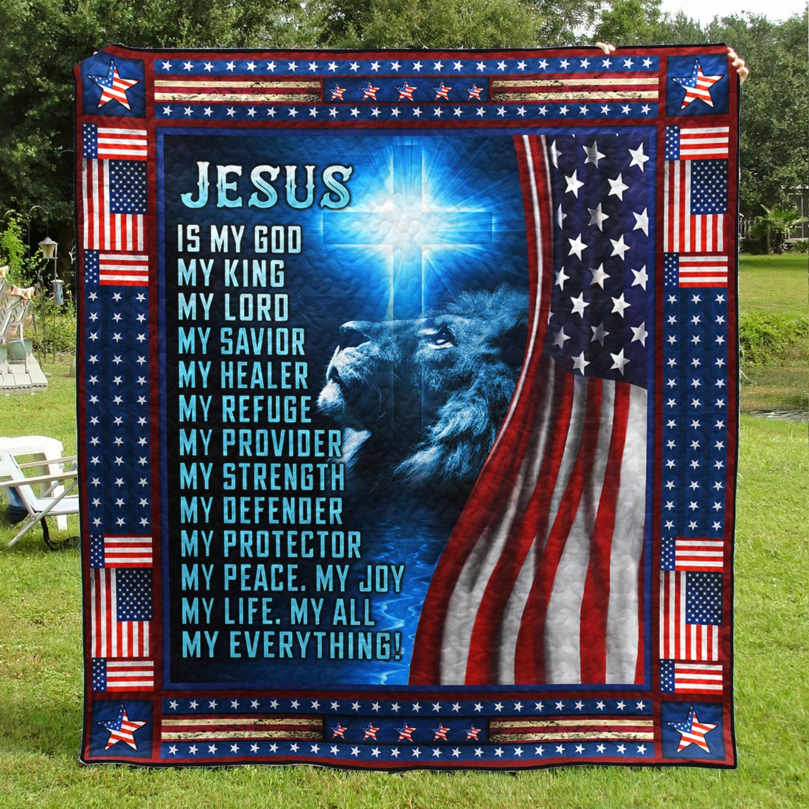 Jesus Is My God Lion Christian Quilt Blanket TL020603Y