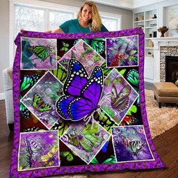 Butterfly Purple Quilt Blanket TM021111