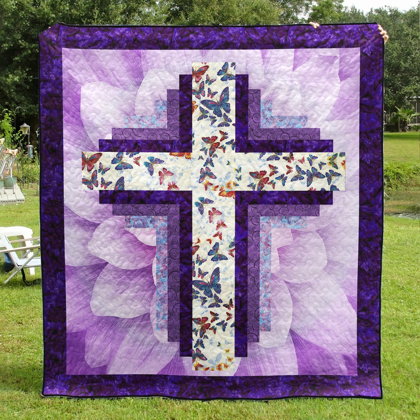 Christian Cross Butterfly Quilt Blanket TL100603Y