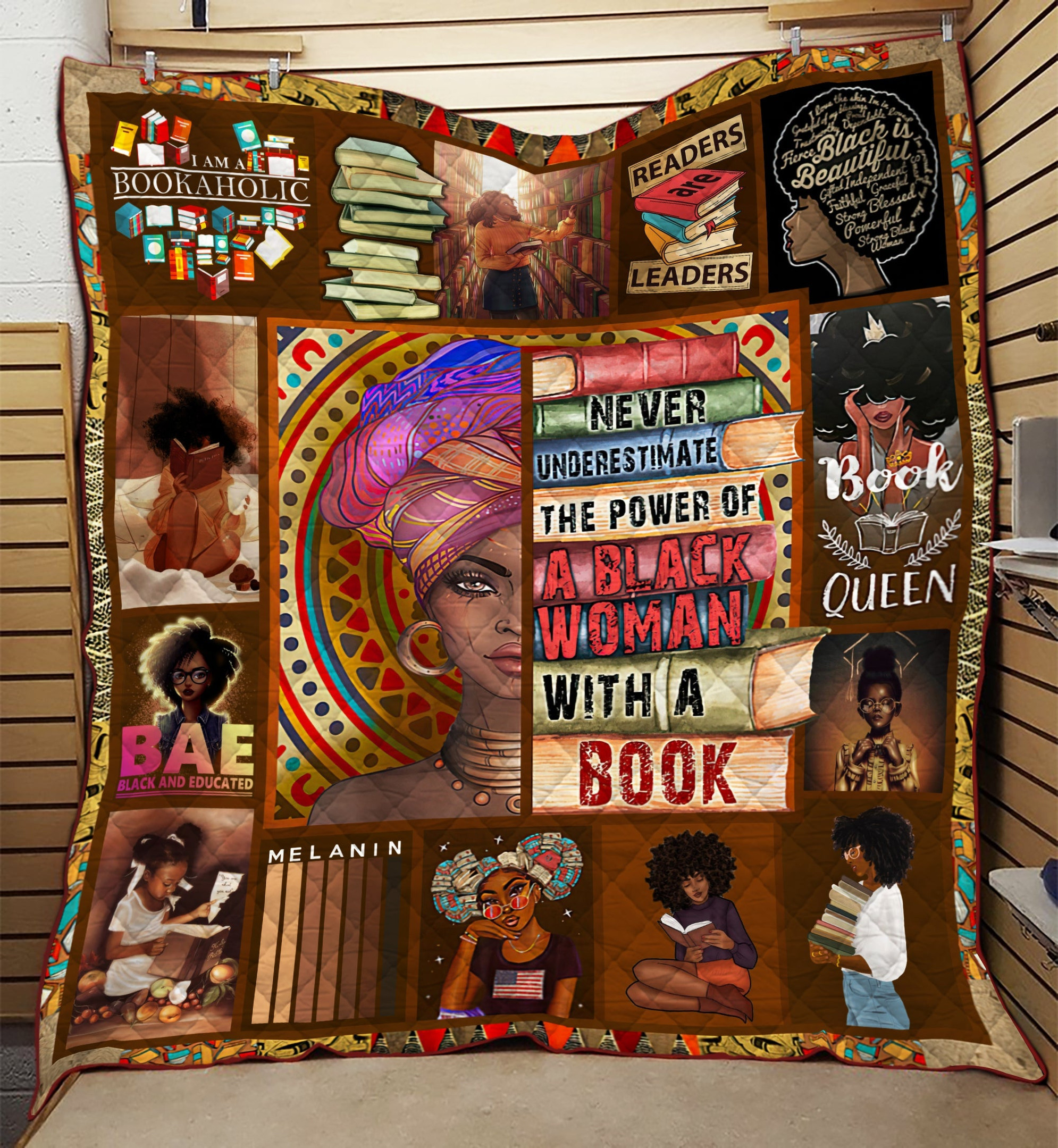 Black Woman Reading HM031101D Quilt Blanket