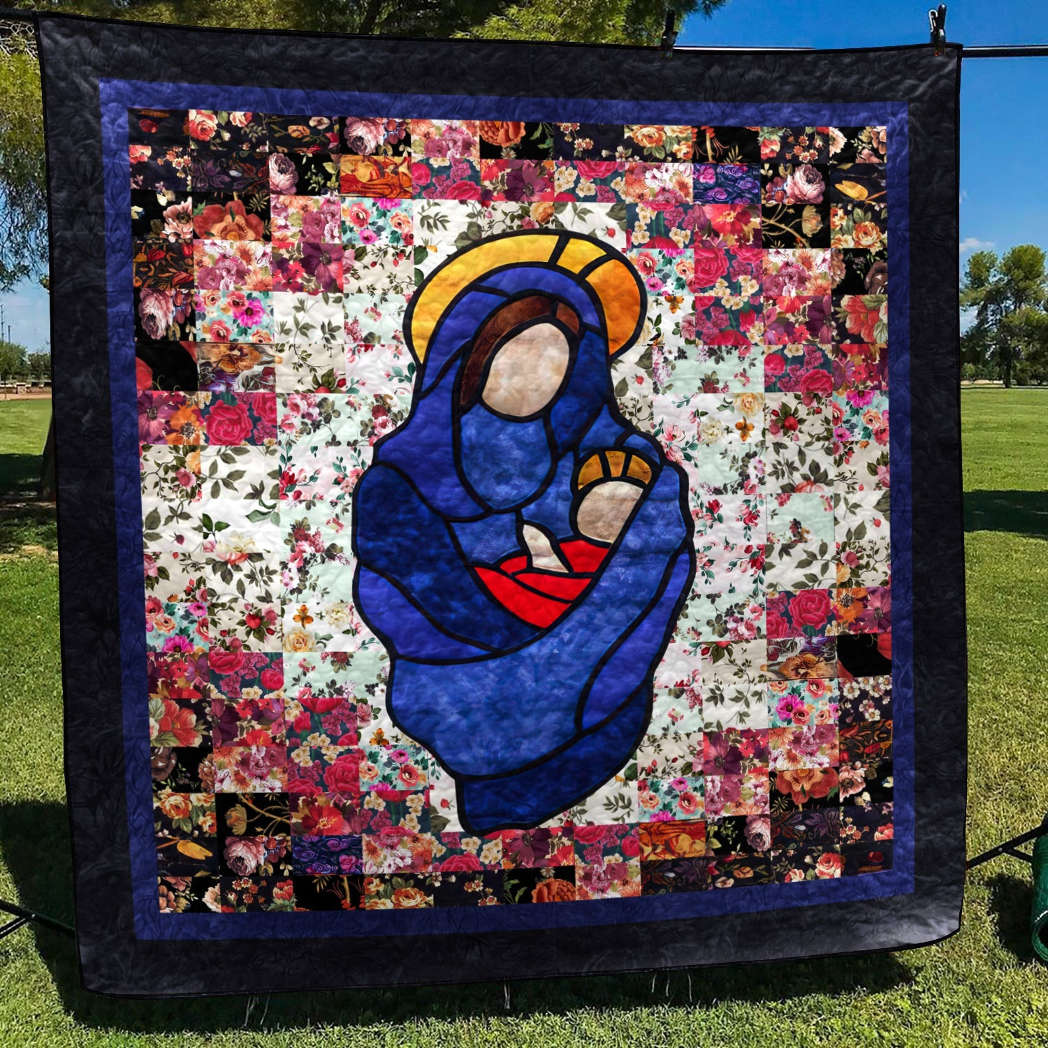 Christian Madonna Watercolor Quilt Blanket MT080602A
