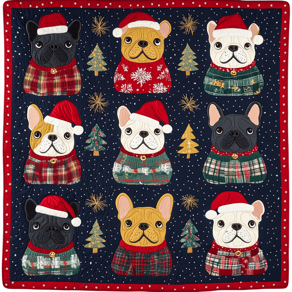Christmas French Bulldog TAI061124341 Quilt Blanket