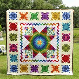 Native American Colorful Star Quilt Blanket HN260506M
