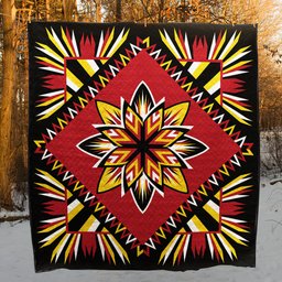 Native American Cattail Mixer Queen Star Quilt Blanket TN230504D