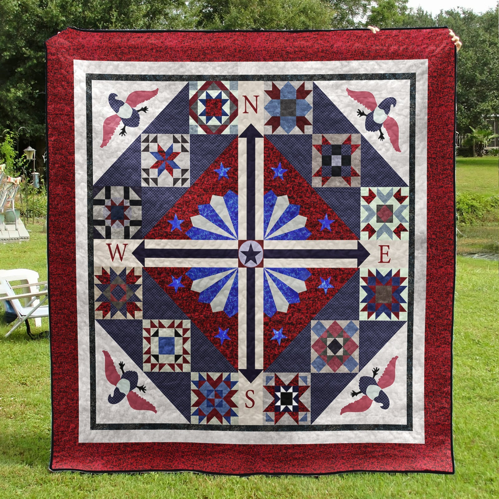 Patriotic Eagle Compass Quilt Blanket TL100604Y