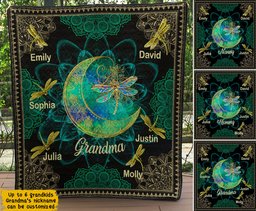 Personalized Name And Nickname Dragonfly Quilt Blanket Mother's Day Gift TN050402M