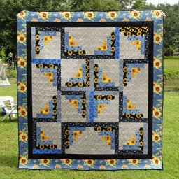 Sunflower Log Cabin Quilt Blanket MT270604D
