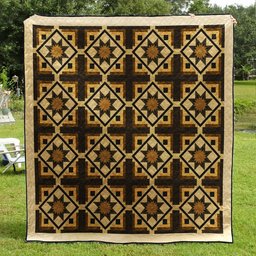 Sunflower Log Cabin Star Quilt Blanket MT240602D
