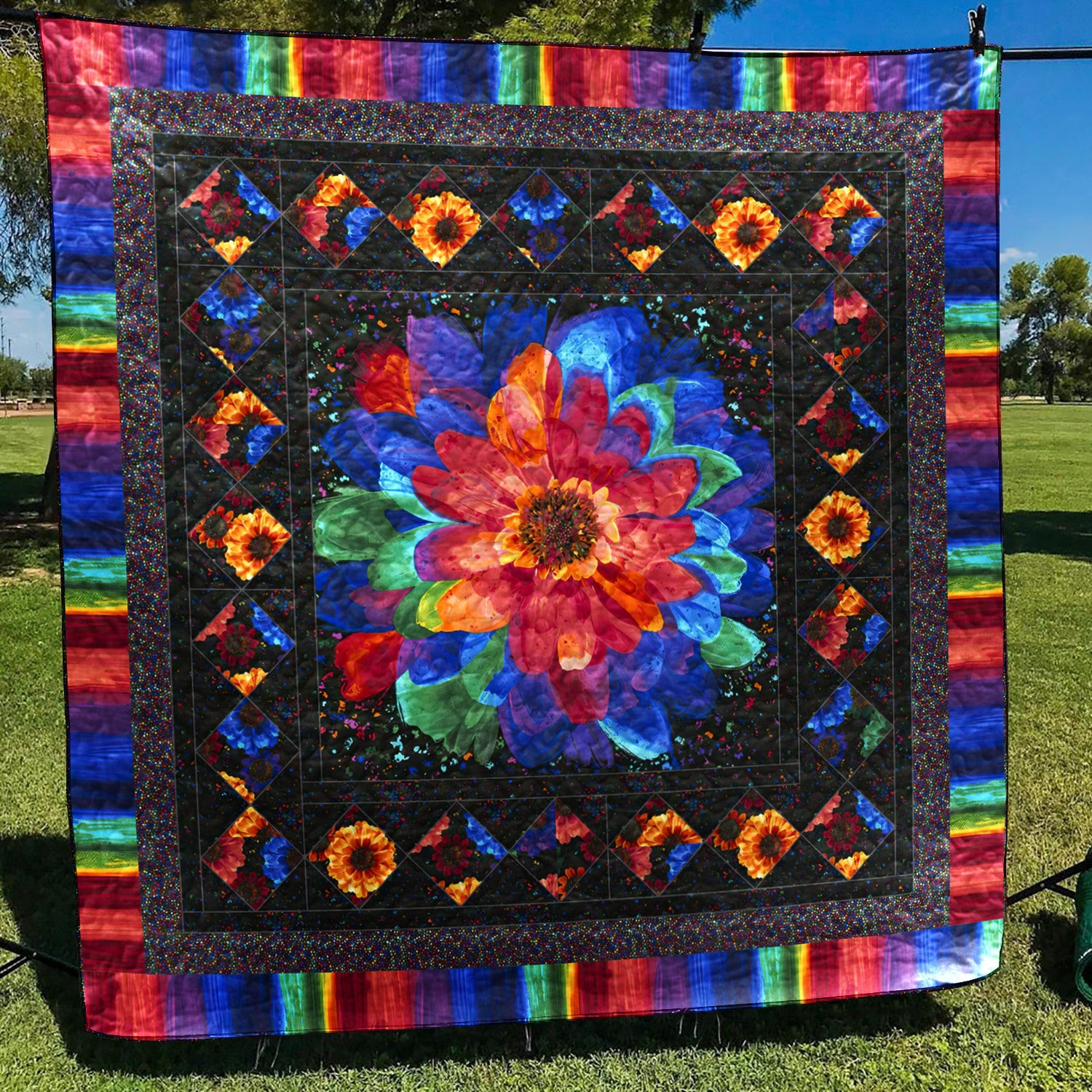 Radiant Flowers Quilt Blanket HN050702M