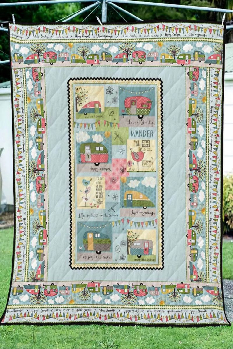 Happy Campers On Road CLA1910281Q Quilt Blanket