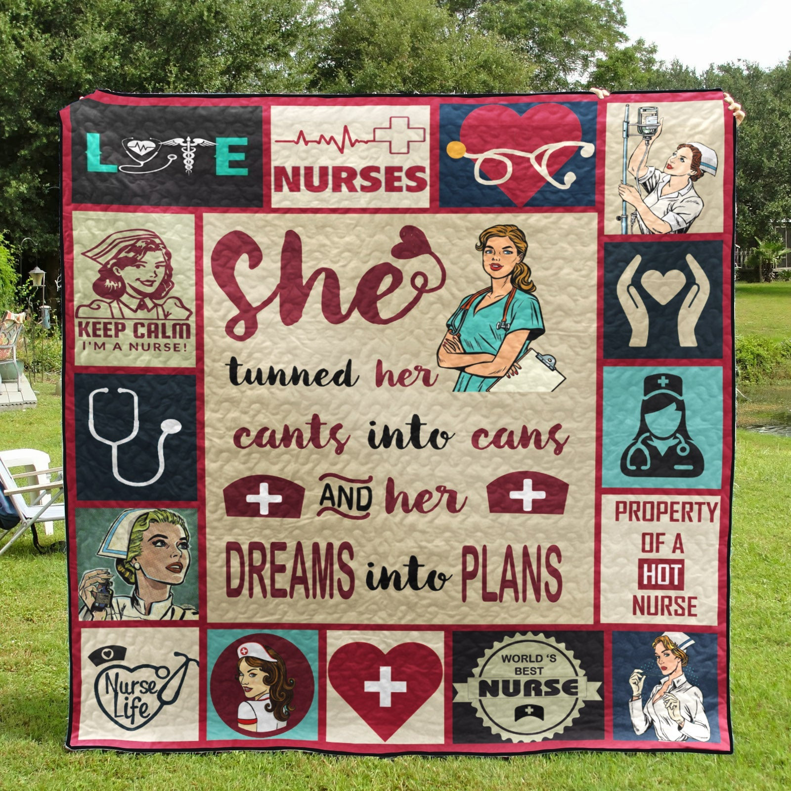 Happy Nurse's Day She Turned Her Cants Into Cans And Her Dreams Into Plans CLH2310049Q Quilt Blanket