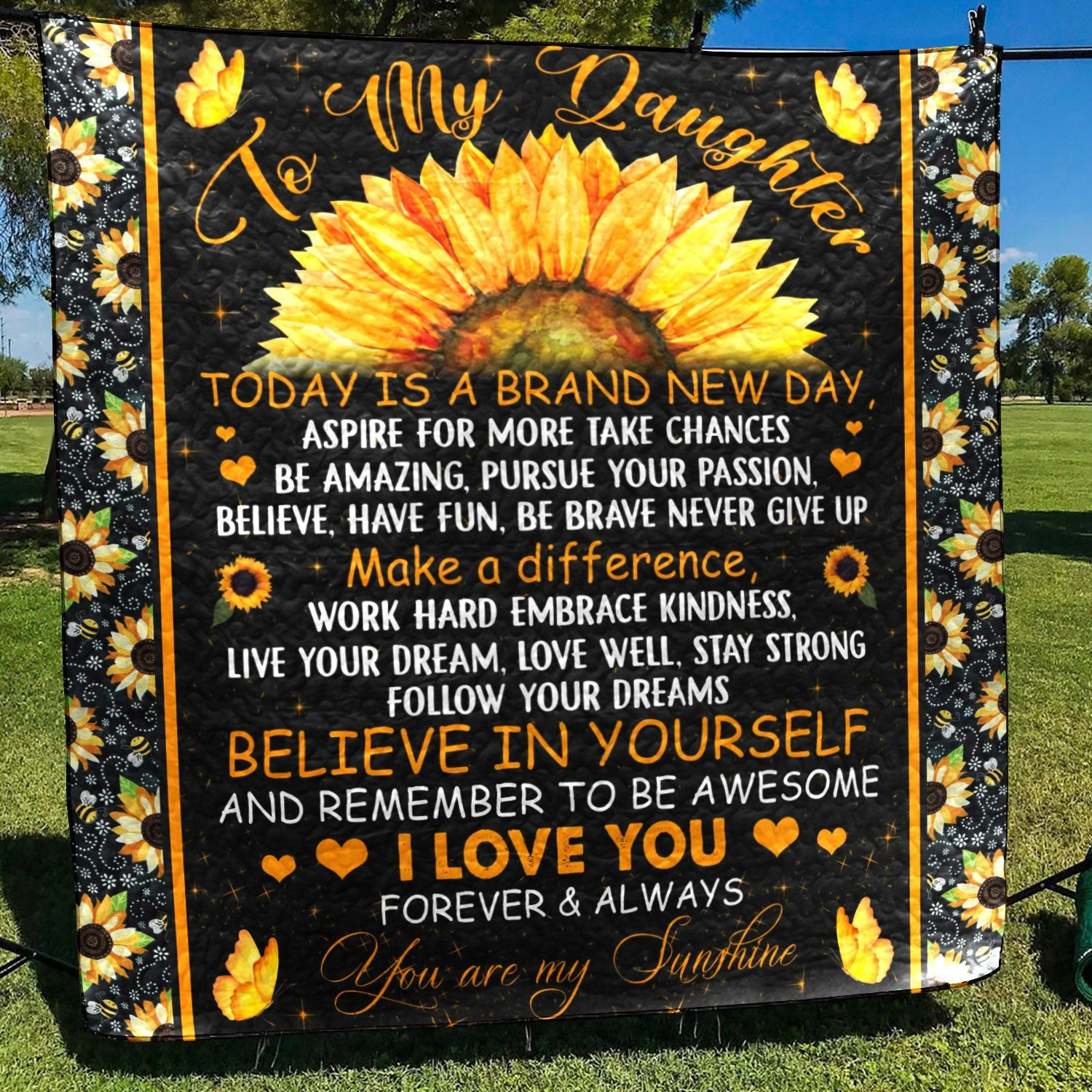 Daughter Believe In Yourself CLA0211206Q Quilt Blanket