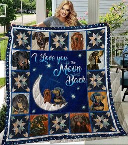 Dachshund I Love You To The Moon And Back CLA0810109Q Quilt Blanket