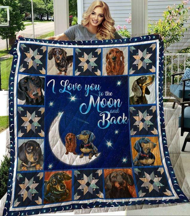 Dachshund I Love You To The Moon And Back CLA0810109Q Quilt Blanket
