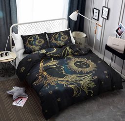 3 Pieces Dark Blue Gold Moon Sun Sheet CLA22100540B Bedding Sets