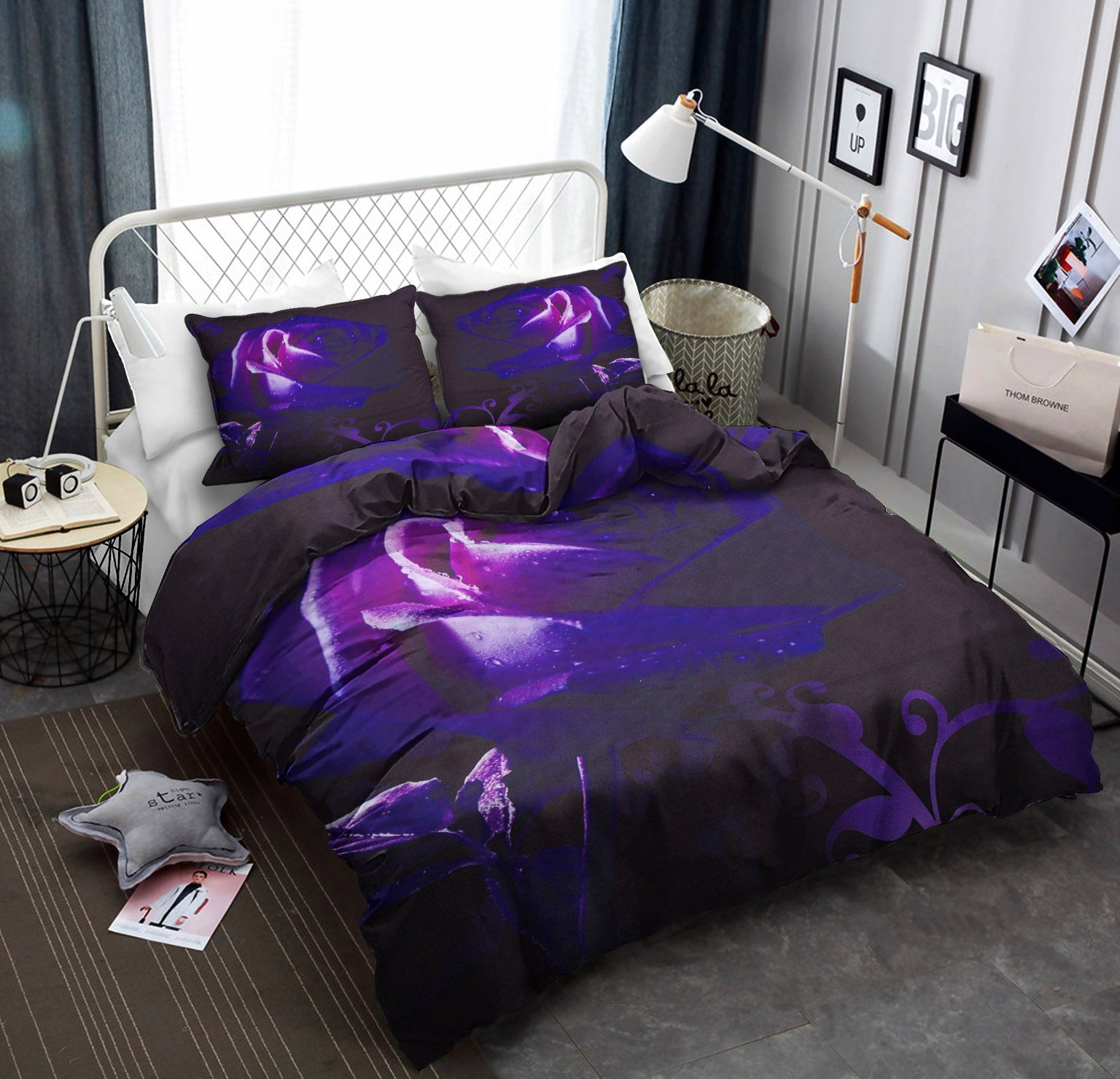 3D Black Purple Rose CLA22100476B Bedding Sets