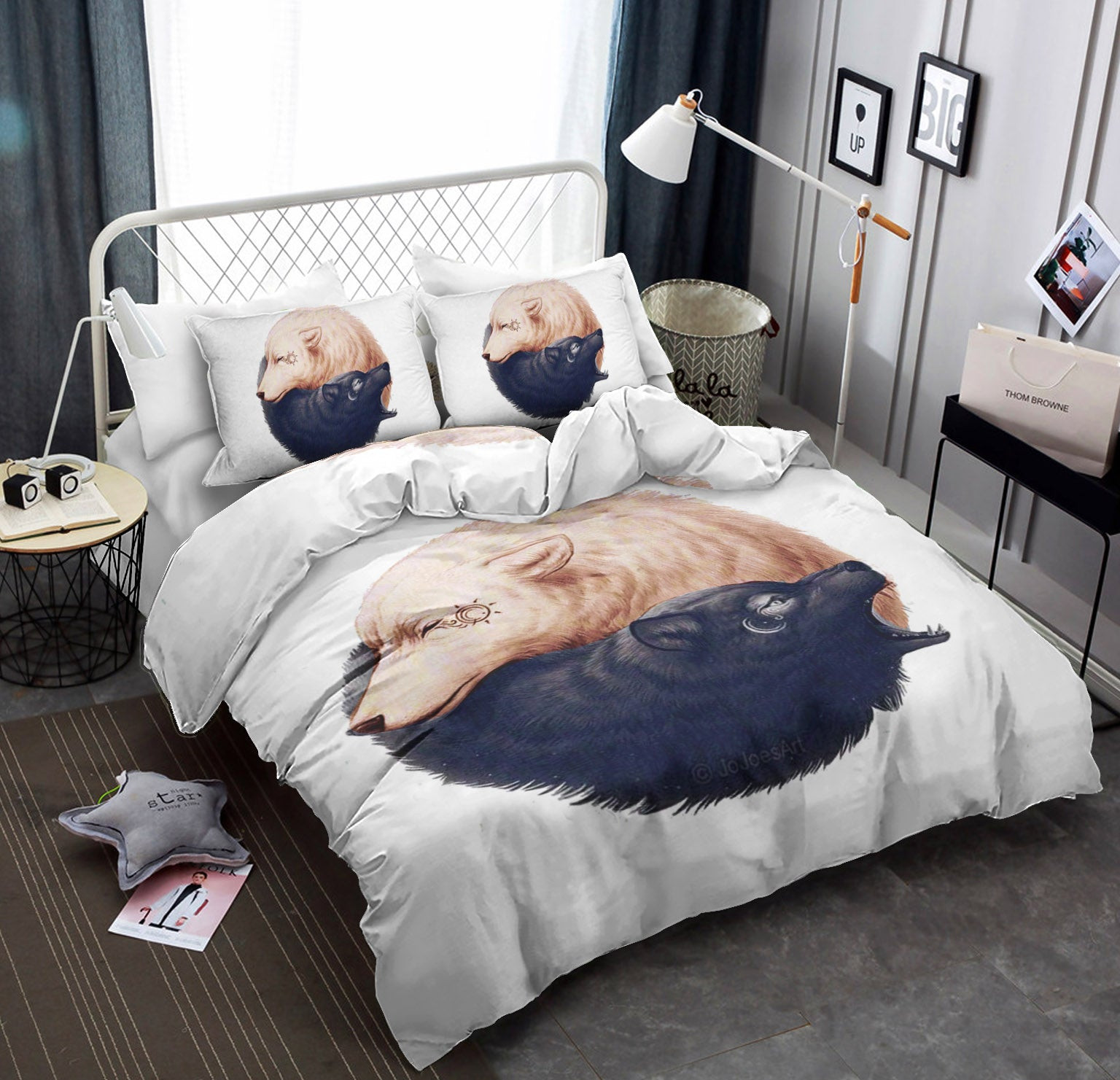 Black And White Wolves Native American CLA22100371B Bedding Sets