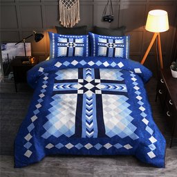 Christian Cross Blue Bedding Sets HN010602MB