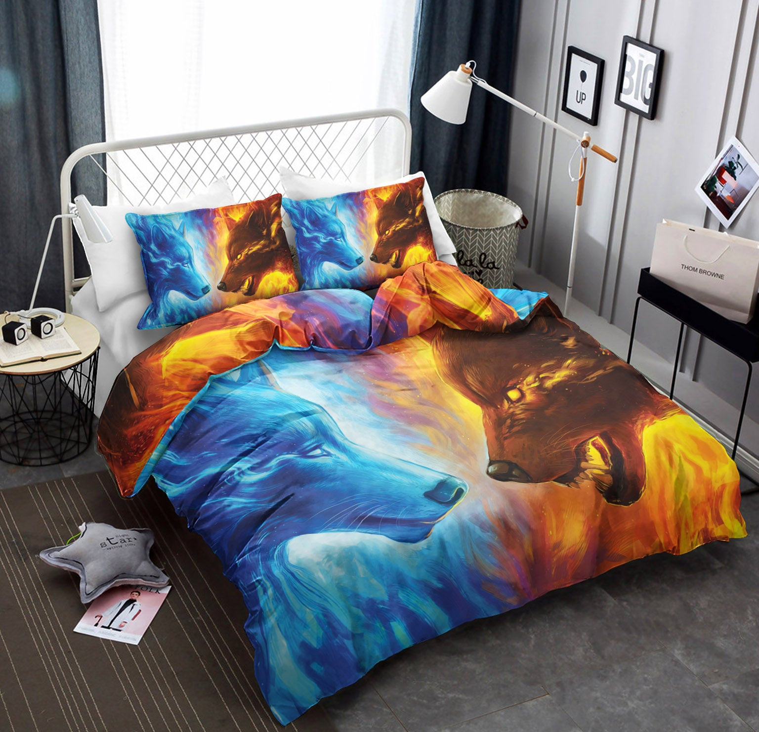 Ice Fire Wolf Native American CLA22100255B Bedding Sets