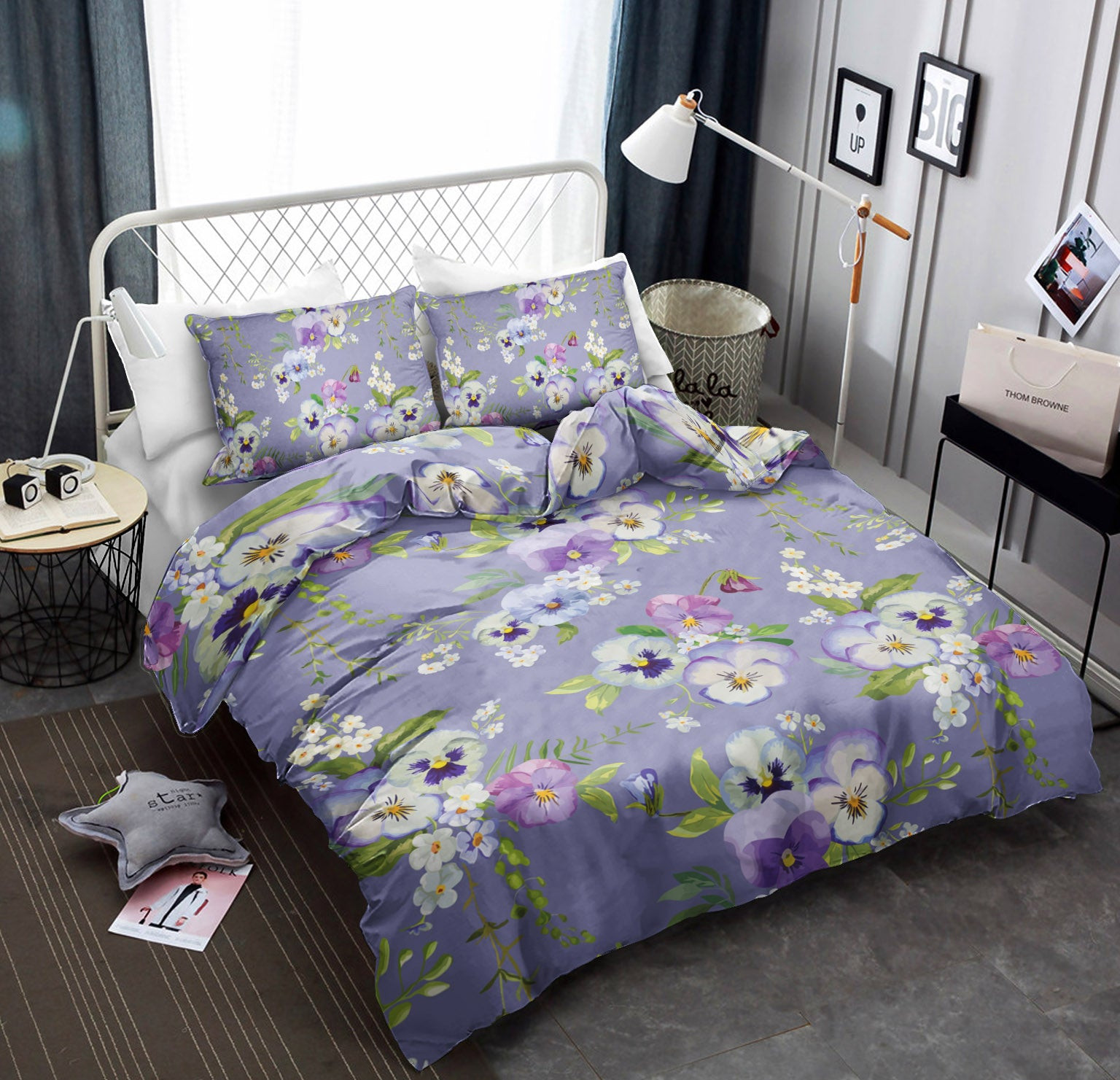 Pansy Pattern Print Design CLA19101335B Bedding Sets
