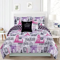 Paris Eiffel Tower London Pink And Purple CLH3009138B Bedding Sets