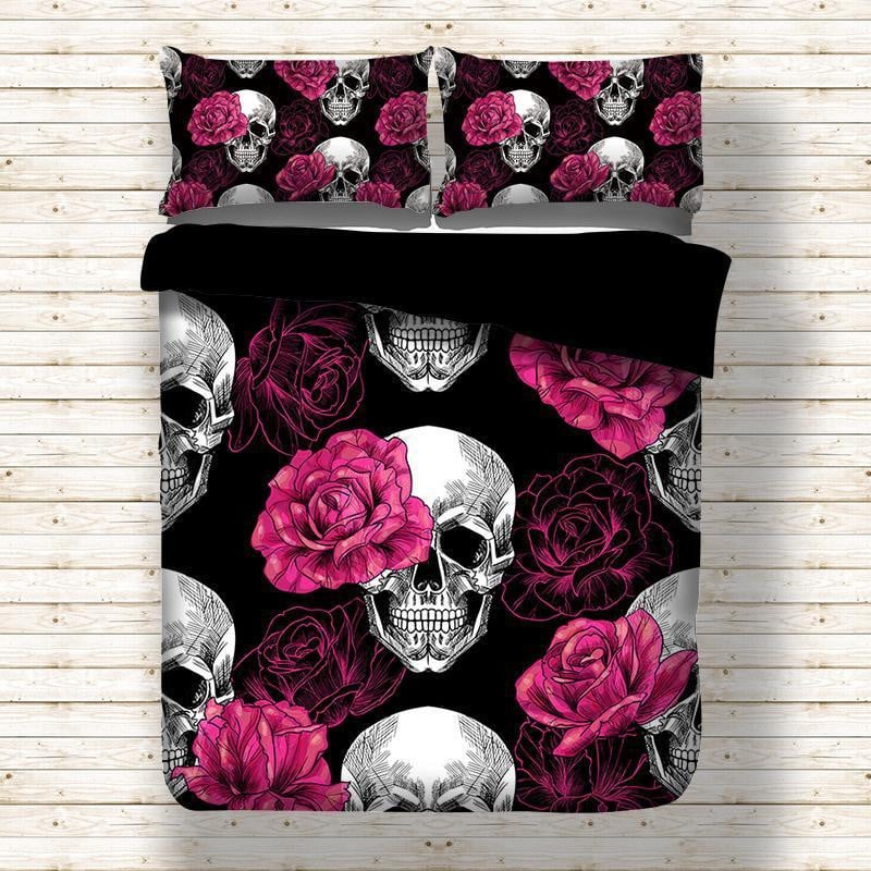 Pink And Black Skull CLM2410208B Bedding Sets