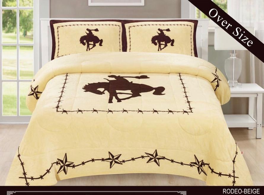 Western Beige Barbed Wire Riding Cowboy Horse Star CLM2110601B Bedding Sets