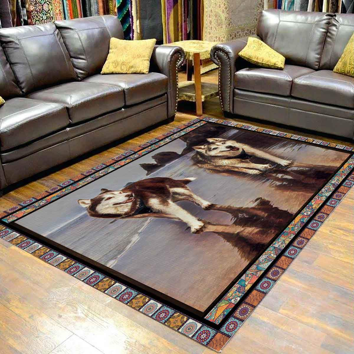 Siberian Husky Walking CL08100239MDR Rug