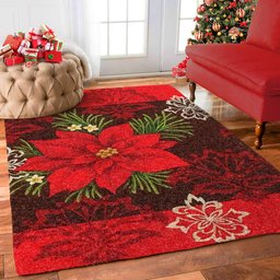 Red Poinsettia Flower HT1111069M Rug