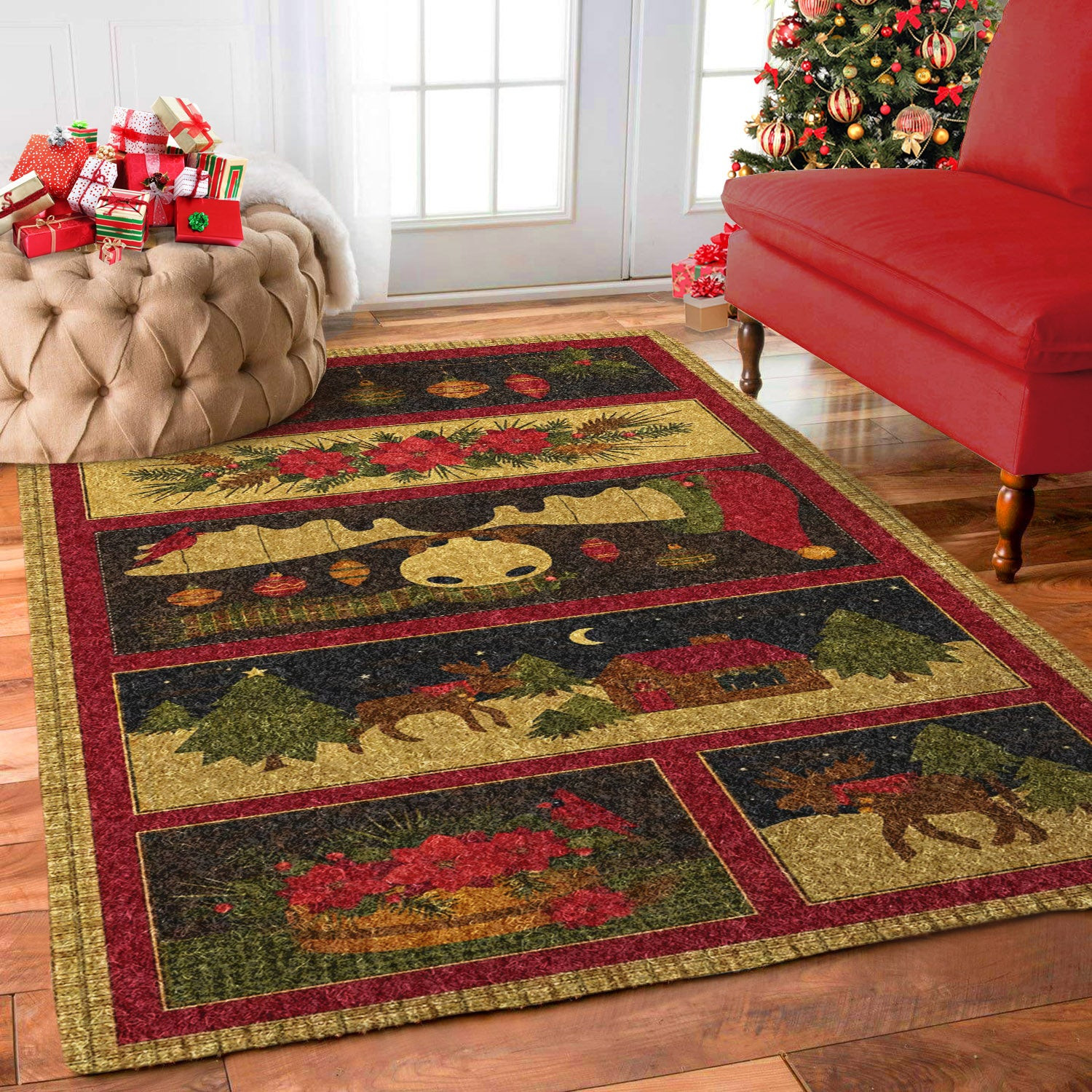 Moose Christmas NN1311126M Rug