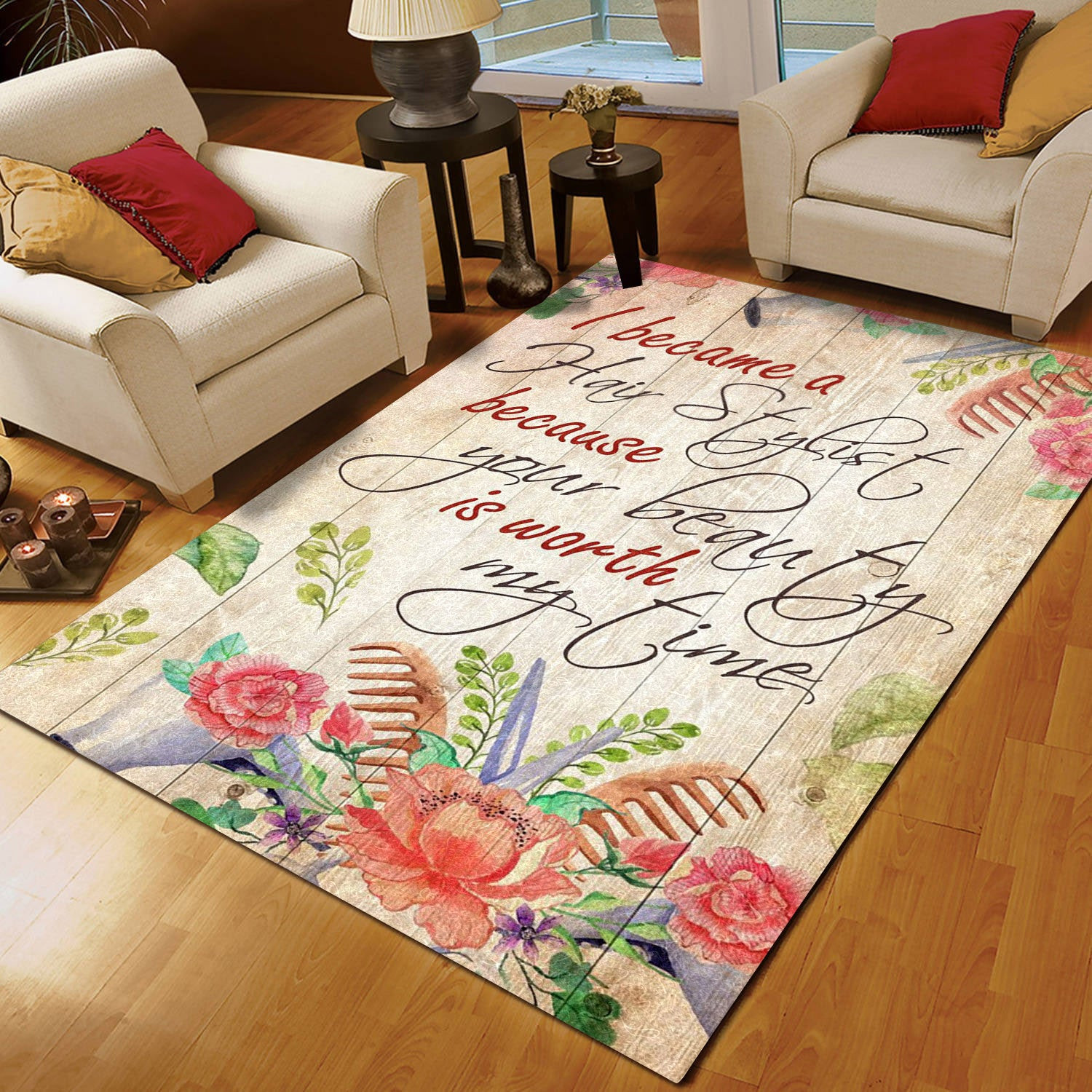 Flower Family Hair Stylist CL18111059MDR Rug