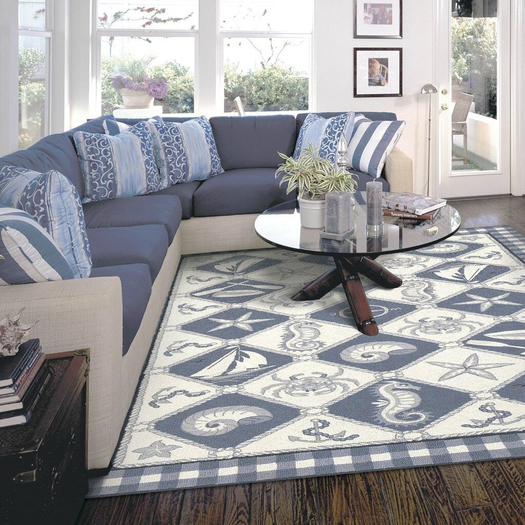 Blue Nautical And Sea Life Wool CLM0711031M Rug