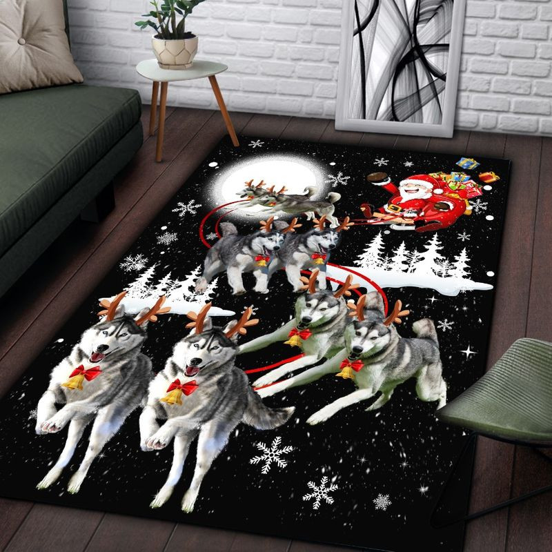 Christmas Siberian Husky Reindeer CLM2310130M Rug