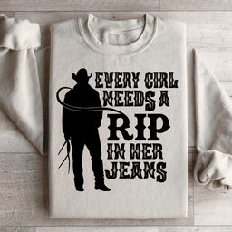 Every Girl Needs A RIP In Her Jeans Sweatshirt