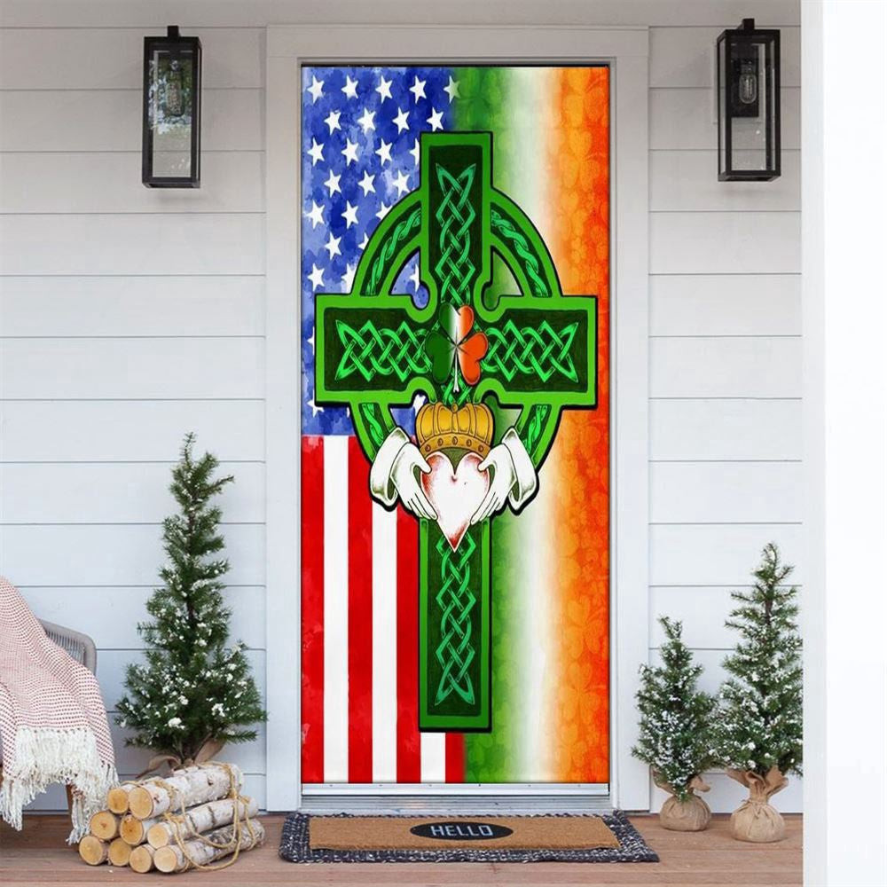 Saint Patricks Day Irish American Celtic Cross Door Cover, Patricks Day Home Door, Patrick Day Home Decor
