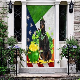 Doberman Door Cover, Patricks Day Home Door, Patrick Day Home Decor