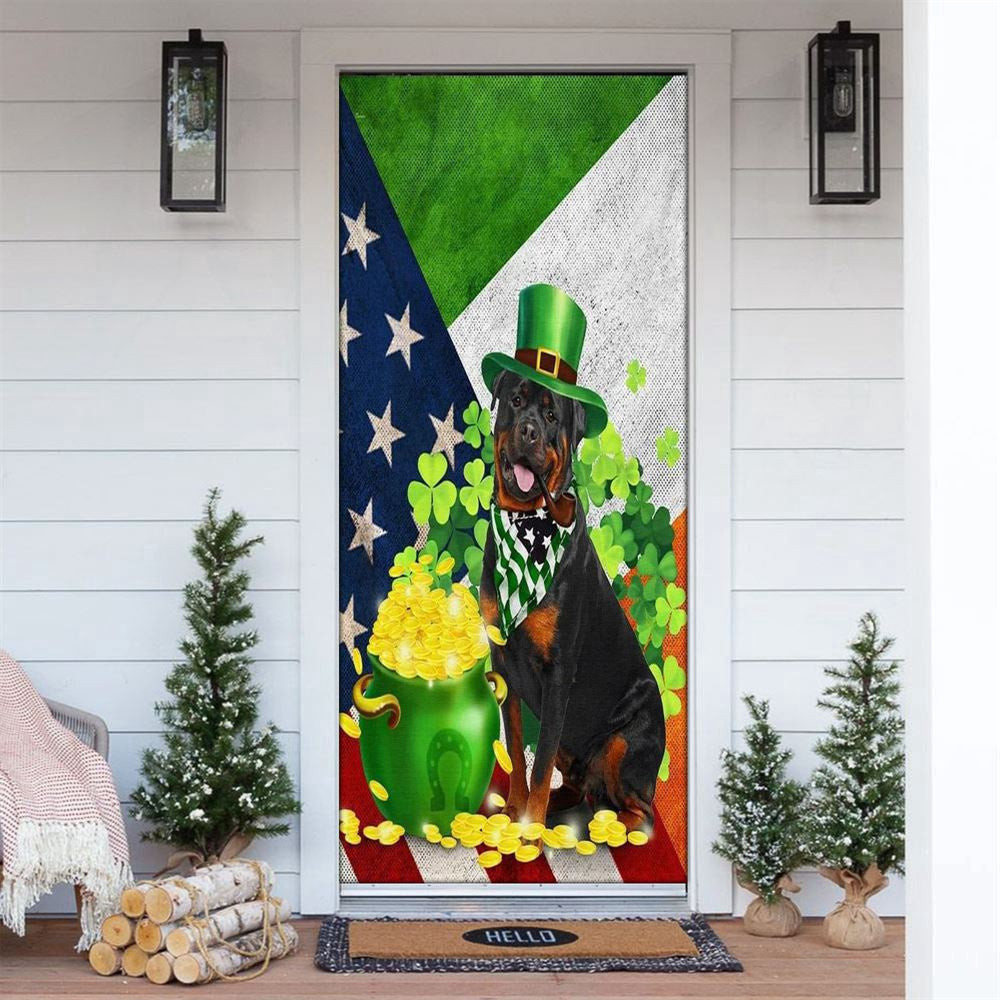 Rottweiler Door Cover, Patricks Day Home Door, Patrick Day Home Decor