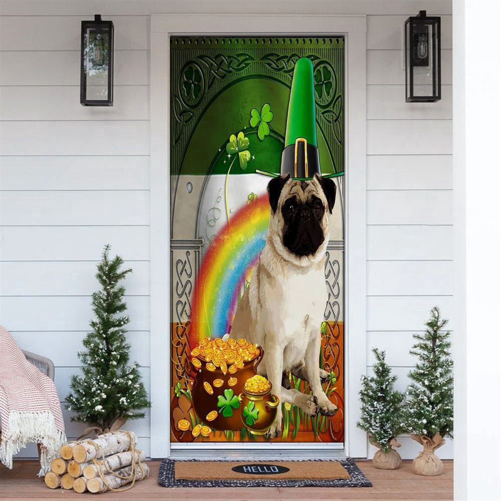 Pug Irish Door Cover, Patricks Day Home Door, Patrick Day Home Decor