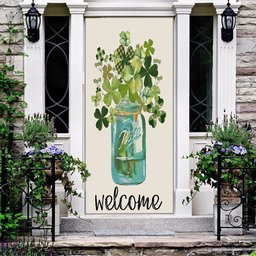 Welcome St Patrick's Day Lucky Shamrock Clover Door Cover, Patricks Day Home Door, Patrick Day Home Decor