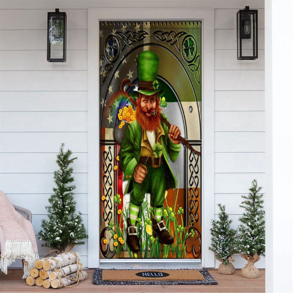 Happy St Patricks Day Irish American Leprechaun Door Cover, Patricks Day Home Door, Patrick Day Home Decor