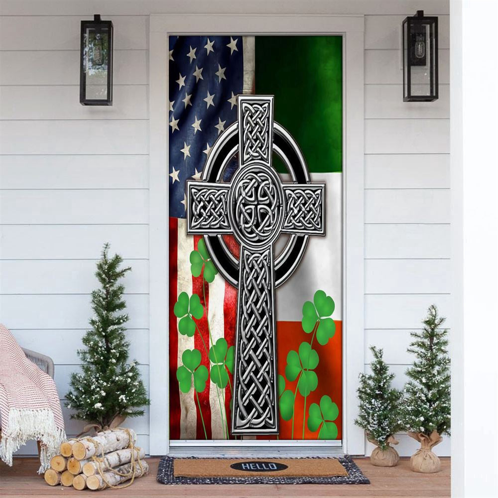 The Irish Celtic Cross St Patrick's Door Cover, Patricks Day Home Door, Patrick Day Home Decor