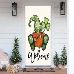 Welcome St Patricks Day Polka Dot Leprechaun Gnome Shamrock Door Cover, Patricks Day Home Door, Patrick Day Home Decor