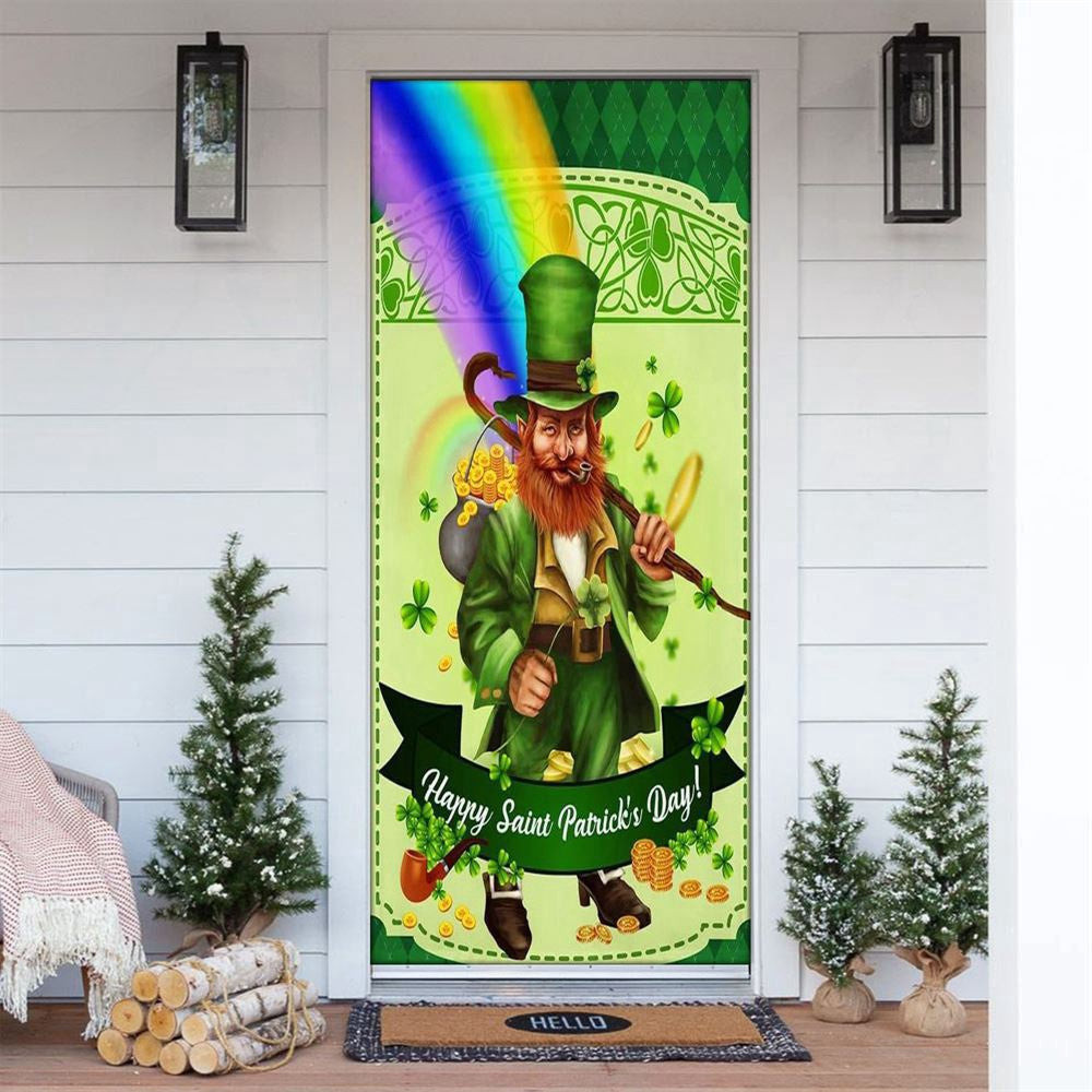 Happy Patrick's Day Leprechaun Door Cover, Patricks Day Home Door, Patrick Day Home Decor