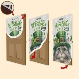 St Patrick's Day Cat Door Cover, Cat Inside The Money Jar, Patricks Day Home Door, Patrick Day Home Decor
