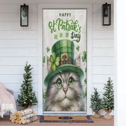 St Patrick's Day Cat Door Cover, Cat Inside The Money Jar, Patricks Day Home Door, Patrick Day Home Decor